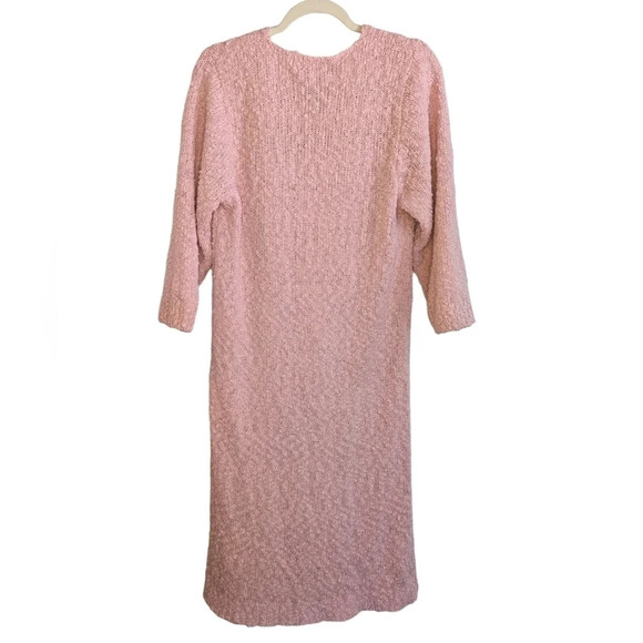Vintage 80s Partners by Mervyns Pink Knit Sweater Dress Textured Midi Small - Picture 10 of 13